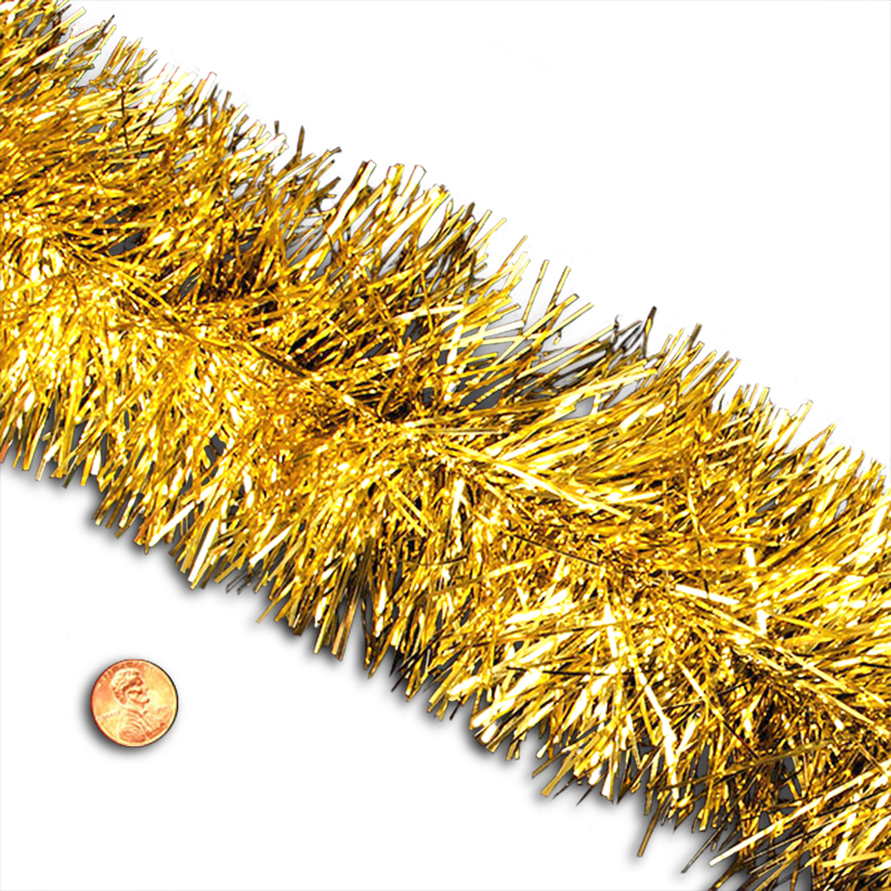 Gold Tinsel Garland 4" X 50 Ft Christmas by Paper Mart