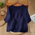 thumbnail image 5 of Lpmadey Floral Embroidered Tops for Women 3/4 Sleeve Boho Vacation Dressy Casual Shirts V Neck Tunic Tshirt, 5 of 7
