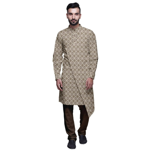 Atasi Ensemble Kurta-Pyjama Long en Coton pour Hommes, Kurta-Pyjama Décontracté de Designer, Vêtements