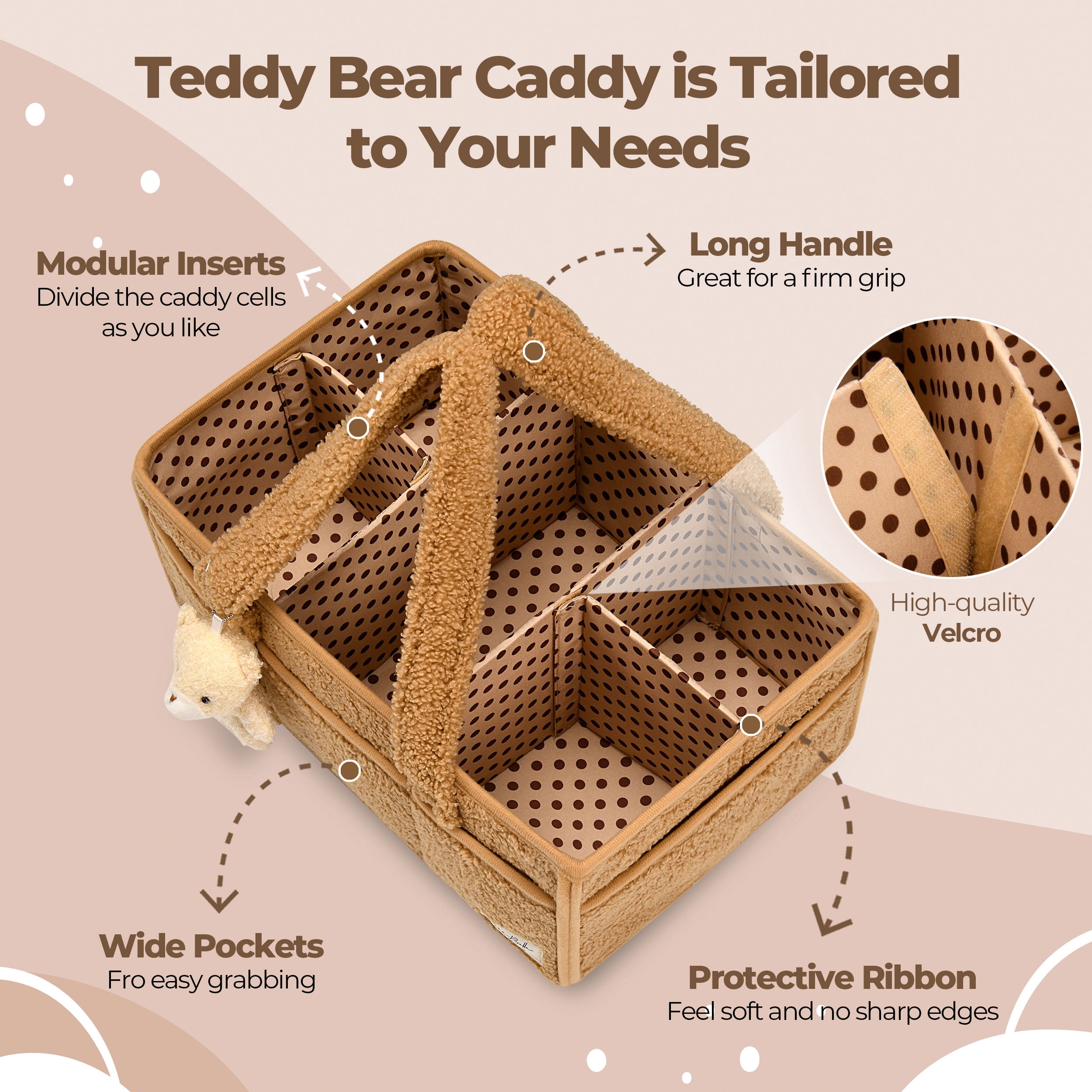 Baby Diaper Caddy Organizer for Changing Table, Portable Nursery Storage Basket Dresser Top