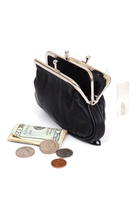 Genuine Leather Women's Change Purse Clasps Open Coin Holder Many Colors