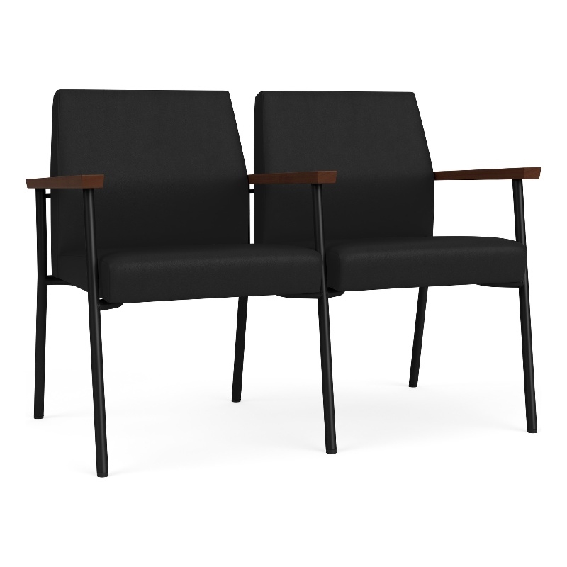Lesro Mystic 2Seat Polyurethane & Steel Reception Tandem Seating in Black