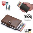 thumbnail image 1 of Brown- RFID Protection Wallet Card Holder 5pcs Cards (Genuine Leather), 1 of 5