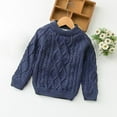 thumbnail image 2 of LIaqionyy Kids Sweaters Fall Winter Warm Thick Sweatshirts Fleece Lined Crew Neck Knit Sweater Tops, 2 of 4