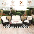 thumbnail image 6 of YYAo Conversation Loveseat Chairs Set, Garden Conversation Table Set, 5 Pieces Patio Rattan Sofa Set with Cushion and Ottoman-Off White, 6 of 9
