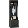 thumbnail image 2 of HOMCOM 3-in-1 Hall Tree with Shoe Storage, Standing Coat Rack with Shoe Bench, Entryway Furniture with Five Hooks, Black Wood Grain, 2 of 9