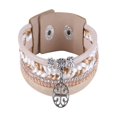 thumbnail image 1 of Pulsera con colgante de flores de moda, brazalete trenzado para mujer, color Beige, 1 of 3