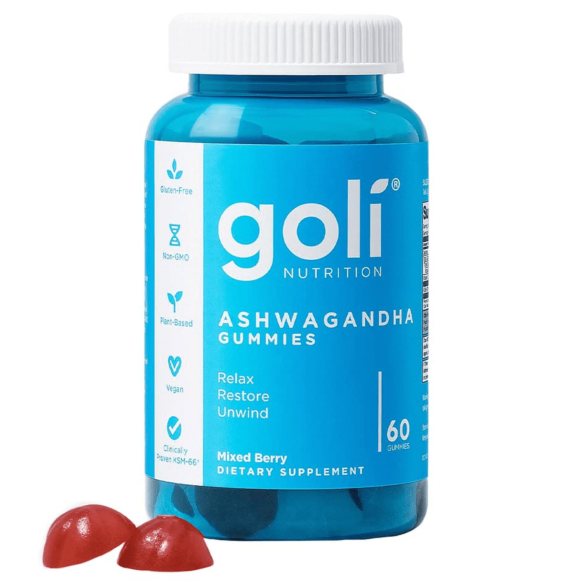 (3 pack) Goli Nutrition Ashwagandha Gummies, Mixed Berry Flavor, 60 CT