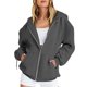 thumbnail image 1 of sudadera con capucha y cremallera de manga larga de color sólido de moda casual para mujer gris oscuro / s, 1 of 6