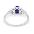 thumbnail image 3 of Art Deco Oval Marquise Ring Blue Sapphire CZ 925 Sterling Silver Size 6, 3 of 4