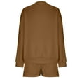 thumbnail image 7 of Winter Savings Clearance! Lindreshi 2pc Outfit Woman Women Fashion Round-Neck Blouse Long Sleeve Tops Sweatshirt Shorts Casual Suit Sets, 7 of 7