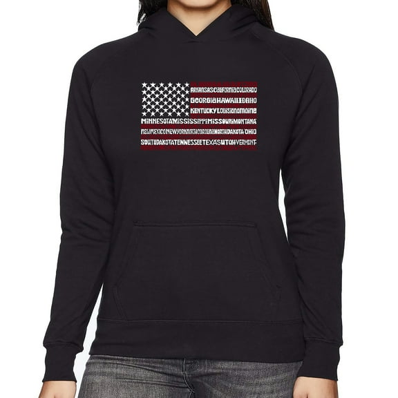Women's Word Art Hooded Sweatshirt - 50 States USA Flag