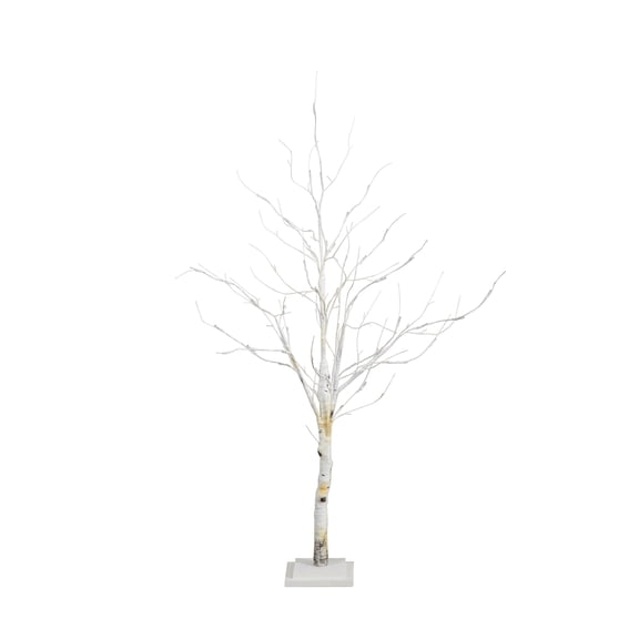 Nearly Natural 4ft. Pre-Lit Artificial White Birch Tree with 51 White LED Lights