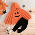 thumbnail image 3 of GYRATEDREAM Infant Baby Halloween Outfits Toddler Boys Girls Orange/White Hooded Cape Top Black Pants Set Dress up Costumes for 3-24 Months, 3 of 8
