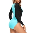 thumbnail image 2 of Charmo Women's One Piece Rashguard Swimsuit Long Sleeve Front Zip Rash Guard, 2 of 4