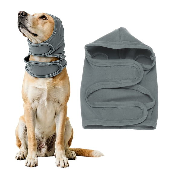 Dog Ear Wrap, Cat Ear Wrap Ear Muffs Adjustable Head Wrap Quiet Head Cover Sleeves Anxiety Ease Head Protection No Shake, (Gray, M), Intended for Pet Bath/Grooming/Swimming
