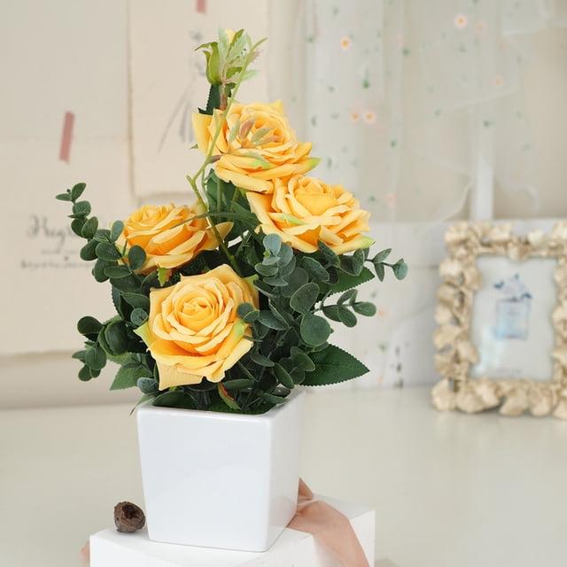 Bonsái de rosas artificiales en maceta NikouMX