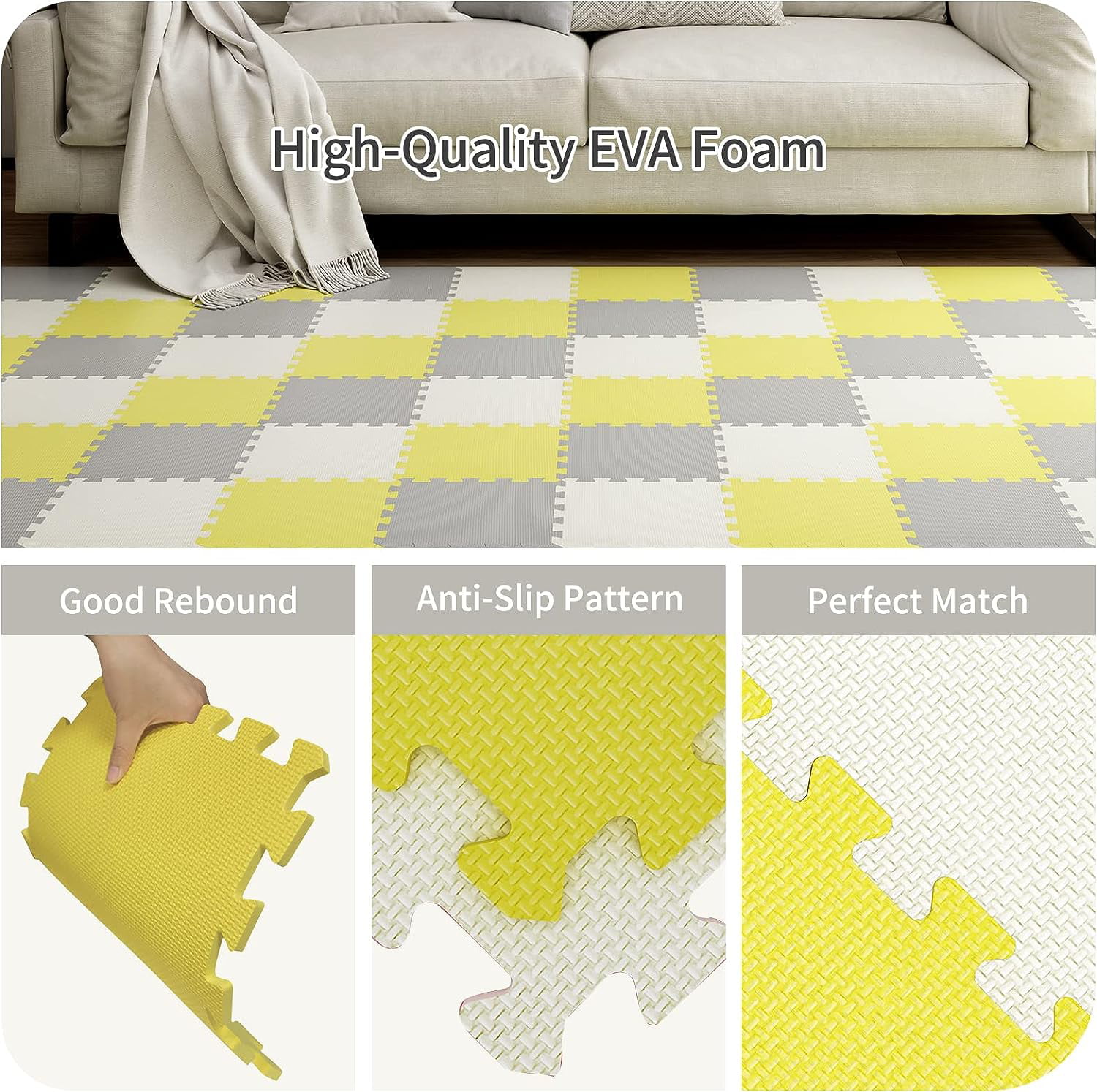 30Pcs Eva Foam Mat Soft Floor Tiles Interlocking Play Kids Baby Mats Gym  30X30cm