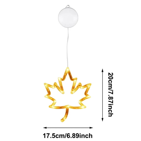 XINGXIANG Autumn Window Lights - Fall Maple Leaf Pumpkin LED Decor with Suction Cups, Battery Powered Thanksgiving Halloween Home Decoration(Maple leaf)