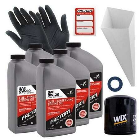 Factory Racing Parts Oil Change Kit Compatible with Toyota Highlander 3.3L V6 2008-2010 0W-20 Full Synthetic Oil - 5 Quarts