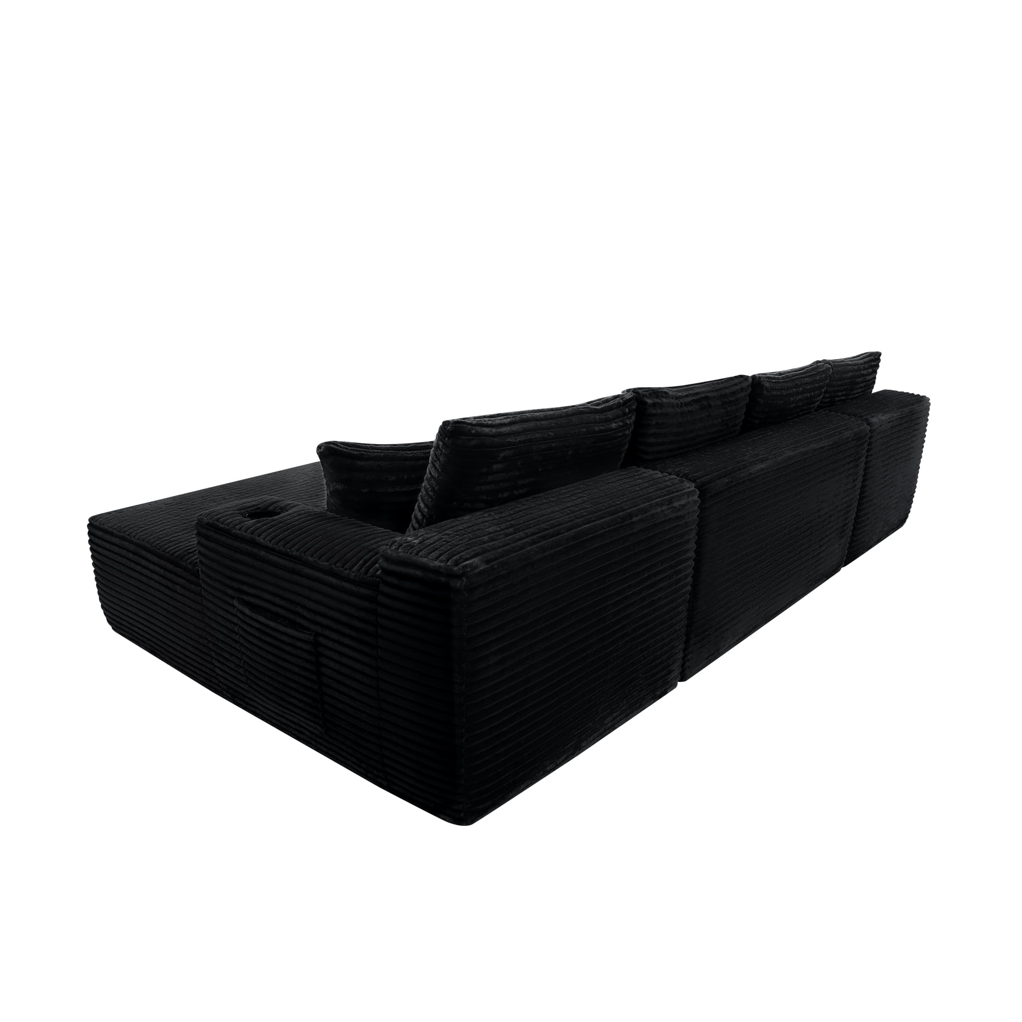 Modular U-Shaped Sectional Sofa with Chaise, 134'' Cloud Sofa with Cup Holders and Side Pockets, Upholstered Couch with Deep Seat for Living Room