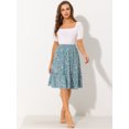 thumbnail image 3 of Falda Midi Floral Fluida Allegra K Con Volantes En El Dobladillo Para Mujer gris azul M, 3 of 5