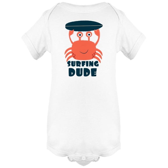 Surfing Dude Crab With Surfboard Bodysuit Infant -Image by Shutterstock,  6 Months