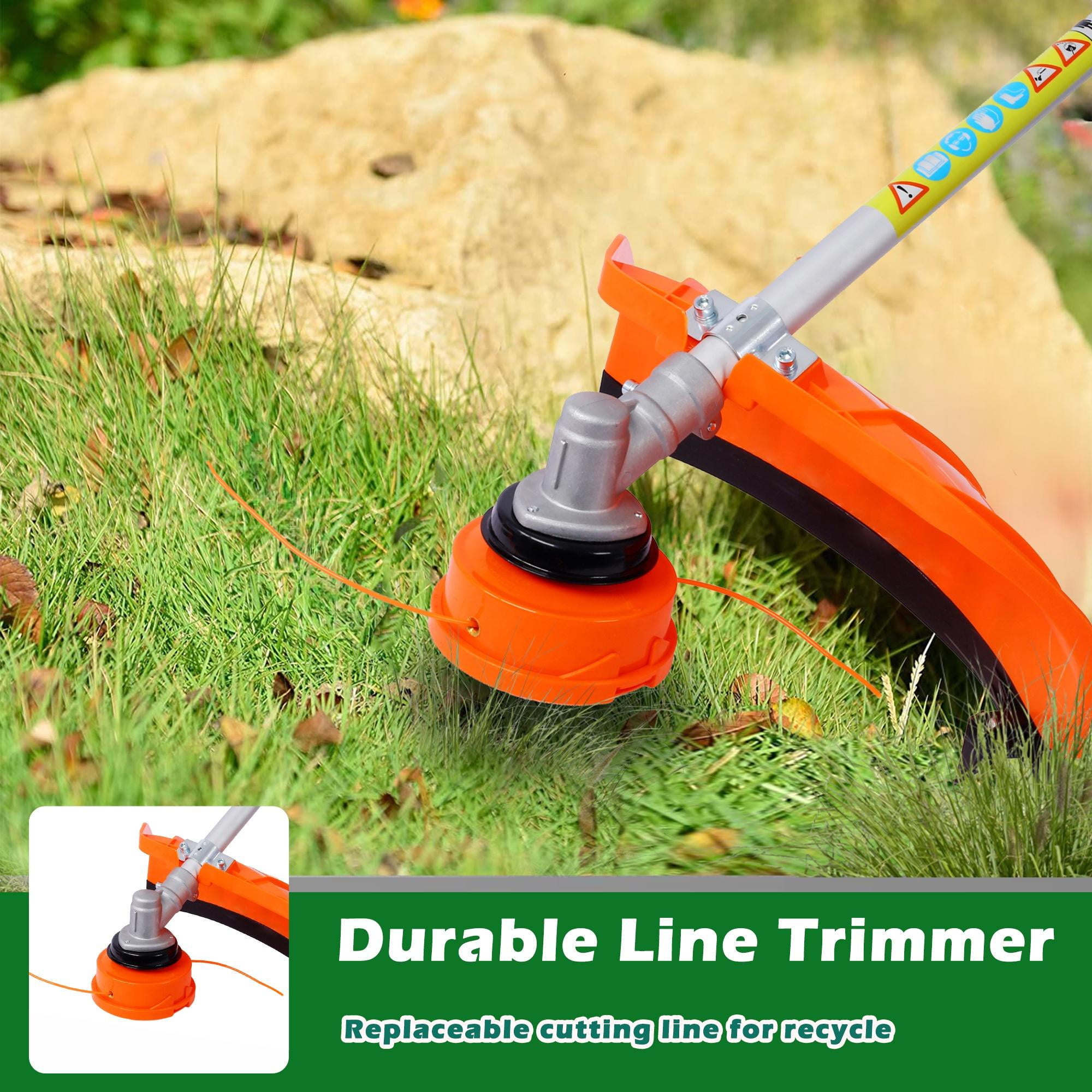 Seizeen Weed Wacker Gas Powered, 52cc Powerful Weed Eater Cordless, 18" String Trimmer with 10" Brush Cutter, Full-Crank 2-cycle Engine, Double Handle, Shoulder Strap