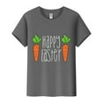 thumbnail image 5 of Prolriy Chemises de Pâques pour Femmes Joyeuses Pâques T-Shirt à Manches Courtes Col Rond Imprimé Lettre Carotte Haut Tenue de Pâques pour Femmes, Hauts pour Femmes Gris Foncé S, 5 of 5