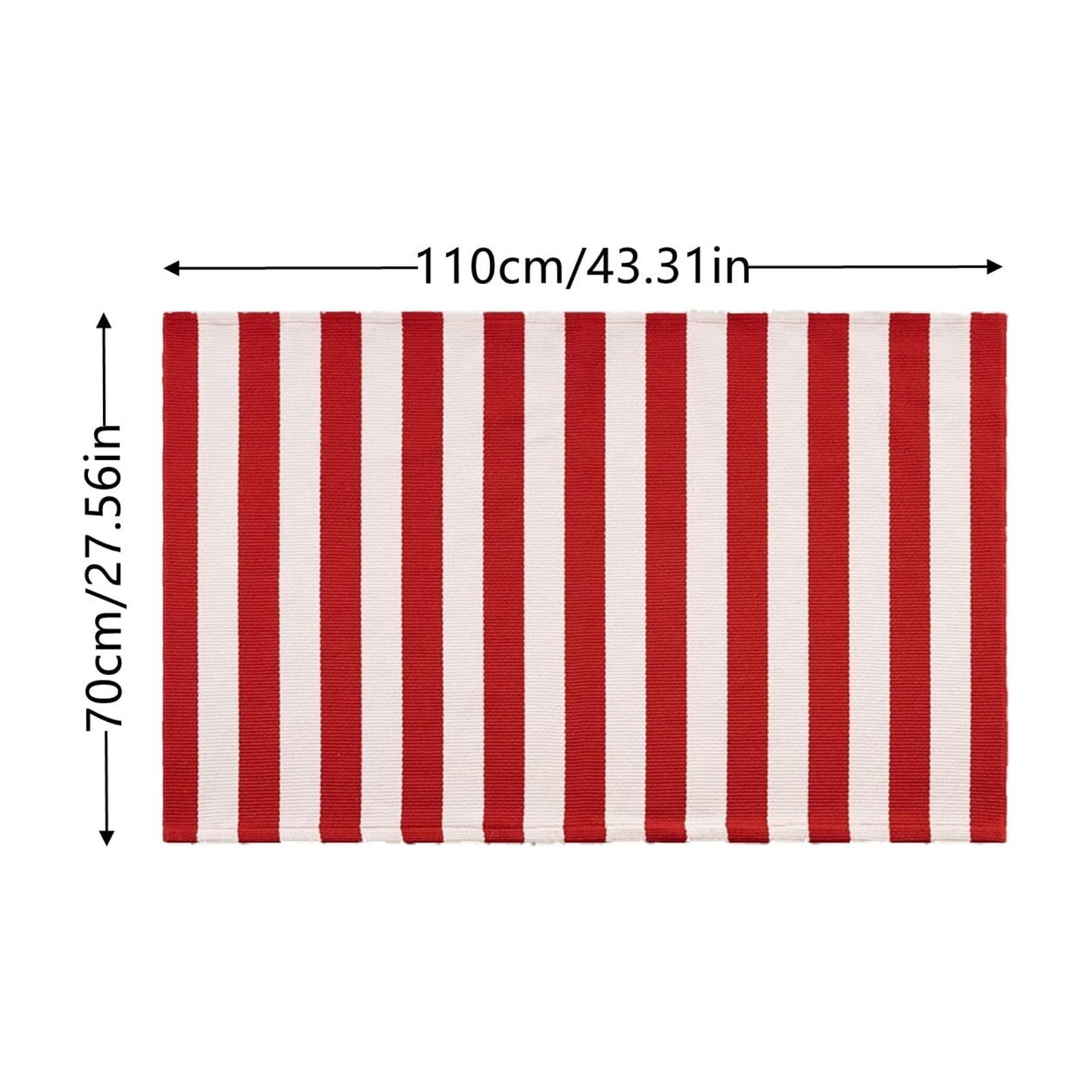 Red and White Striped Rug 28 x 43 Inch Washable Woven Indoor Outdoor Mat For Entryway Kitchen Porch Farmhouse Decor