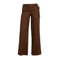 thumbnail image 6 of Htigea Lightweight Straight Leg Pants for Women Drawstring Tie Low Waist Casual Beach Daily Pant Summer Wear Brown M, 6 of 6