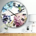 thumbnail image 2 of DesignArt Humming bird Blue Cottage Flower Large Wall Clock, 2 of 2