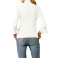 thumbnail image 3 of INSPIRE CHIC Women's Turtle Neck 3/4 Ruffle Sleeves Pullover Slim Rib Knit Sweater S White, 3 of 8
