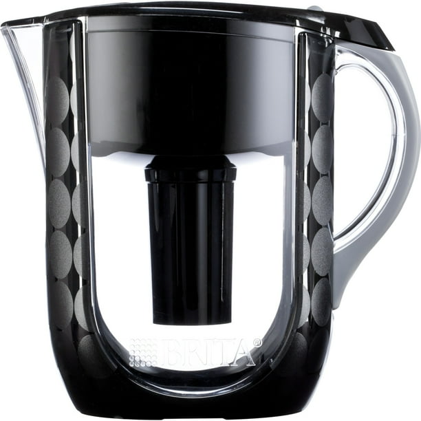 Brita Large 10 Cup Water Filter Pitcher with 1 Standard Filter, BPA Free Grand, Black Bubbles