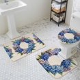 thumbnail image 3 of Spring Flower Wreath Bathroom Rugs Set Country Watercolor Purple Blue Floral Leaf Linen Non Slip Absorbent Bath Mats 3 Piece Set with Bathroom Rug, U-Shaped Floor Mat, Toilet Seat Cover Large Size, 3 of 9