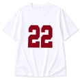 thumbnail image 2 of Women’s Graphic T-Shirt, Short Sleeve Crew Neck Casual Tee with Number 22 Print, 2 of 6