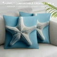 thumbnail image 3 of PIKWEEK Pieces Ocean Beach Pillow Covers 18 x 18 Inch Nautical Summer Sea Theme Cushion Covers Starfish Lighthouse Sailboat Anchor Sea Shell Coastal Throw Pillow Cases Multiple specifications, 3 of 5