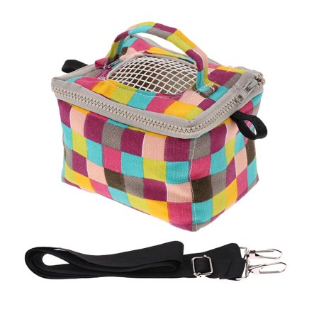 Hamster Carrier, Portable Pet Outgoing Travel Bag Warm Sleeping Shoulder Bag for Sugar Glider Guinea Pygmy Mouse Squirrel Chinchillas Grid Print M