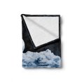 thumbnail image 2 of Moon Soft Flannel Fleece Throw Blanket, Moon Setting over Clouds Water Reflections Stars Universemed Image Print, Cozy Plush for Indoor and Outdoor Use, 70" x 90", Black Blue White, by Ambesonne, 2 of 6