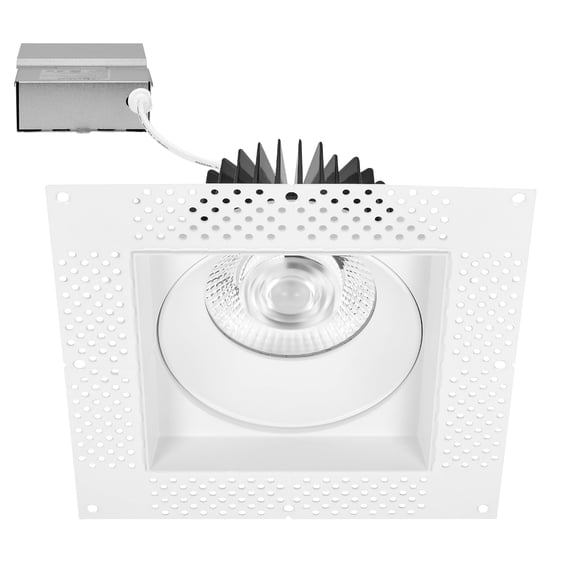 Maxxima 6 in. Trimless Slim Square Recessed Anti-Glare LED Downlight, White, Canless IC Rated, 1800 Lumens, 5 CCT 2700K-5000K