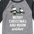 thumbnail image 3 of Peanuts - Charlie Brown & Snoopy Merry Christmas Warm Wishes - Toddler And Youth Raglan Graphic T-Shirt, 3 of 5