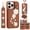 Brown, variant on Women Flower Flip Wallet Case, iPhone 14/15/16/17 Pro Max with Lanyard