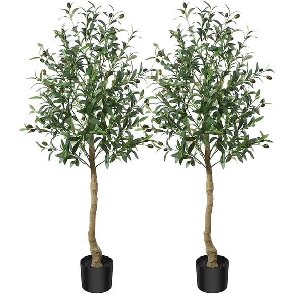 Plante d'Olivier Artificielle 4 Pi Faux Topiaire Arbre en Soie, Fausses Plantes Parfaites en Pot