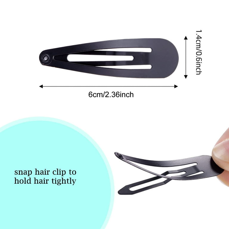 100 Pack Bulk 2 Inch 5 CM Black Snap Metal Hair Clips Barrettes Hairpins  Clips Thin Fine Bang Hair Holder Craft DIY Accessories for Women Girl Kids