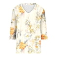 thumbnail image 4 of Womens Summer Tops Floral Printed 3/4 Length Sleeve V Neck Dressy Casual Shirts Loose Fit Work Comfy Going Out Beach Outfits Clothes, 4 of 4