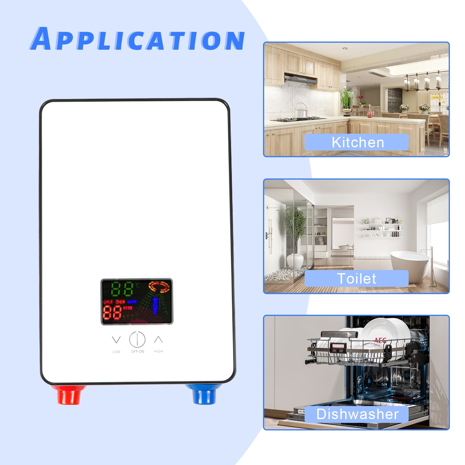 Tankless Water Heater Electric 110V, On Demand Hot Water Heater Digital Display 4.5kW,Electric Instant Hot Water Heater Bathroom Bath Shower Kit Home (White)