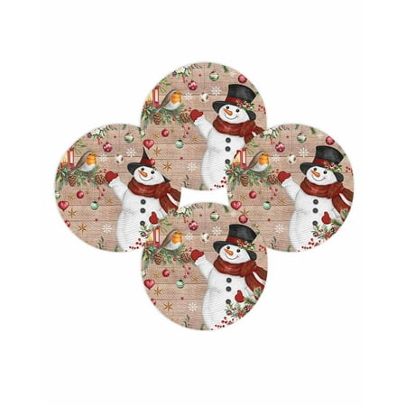 Christmas Round Placemats Set of 4 Snowman Place Mats Washable Woven Placemat Poinsettia Berry Xmas Ball Wood Grain Circle Braided Table Mat for Kitchen Dining Table Party Home Decor 15 Inch Christmas Round Placemats Set of 4 Snowman Place Mats Washable Woven Placemat Poinsettia Berry Xmas Ball Wood Grain Circle Braided Table Mat for Kitchen Dining Table Party Home Decor 15 Inch