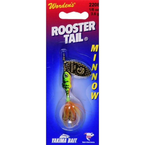 Yakima Bait Worden's Rooster Tail Minnow Fishing Lure, Firetiger, 1/8 oz., 2208 FRT