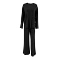 thumbnail image 5 of Iyufng Womens Two Piece Sets Loose Round Neck Long Sleeve Tops Elastic Waist Wide Leg Pants Loungewear Sets, 5 of 7