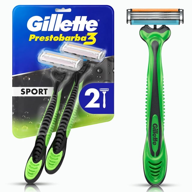 Rastrillo Gillette Prestobarba3 Sport con 3 Hojas para Rasurar al Ras, 2 pzas